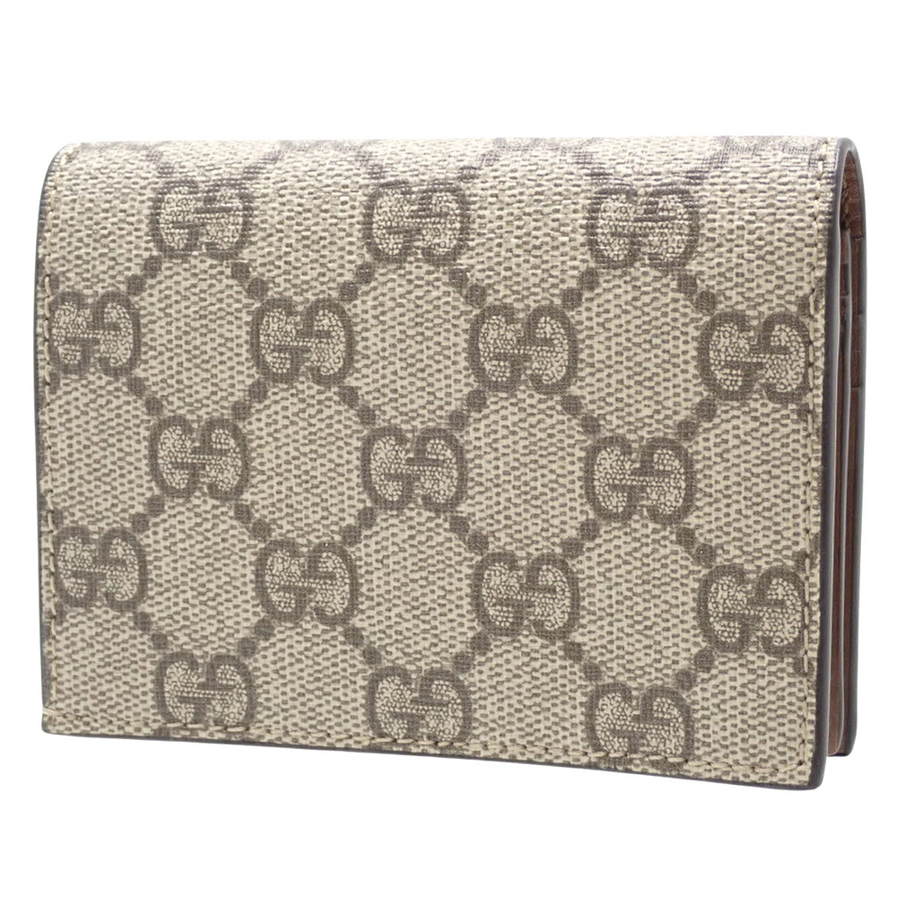 GUCCI GG Supreme Bi fold Wallet Compact Canvas Leather Beige Brown - Picture 2 of 6